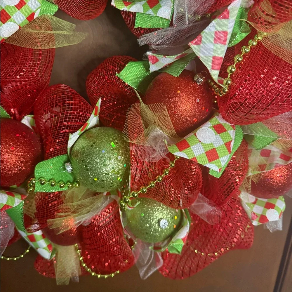 Festive Red and Green Holiday Wreath